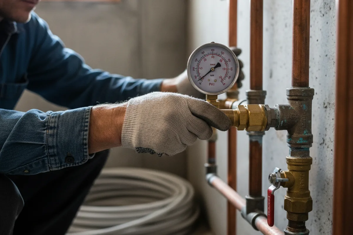 Pressure testing a repaired line during Water Line Repair in Pine Top